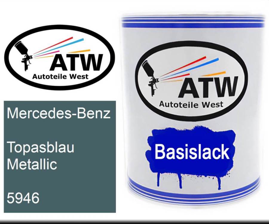 Mercedes-Benz, Topasblau Metallic, 5946: 1L Lackdose, von ATW Autoteile West.